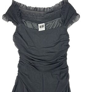 Tadashi Shoji Black Ruched Off-Shoulder Maxi Dress